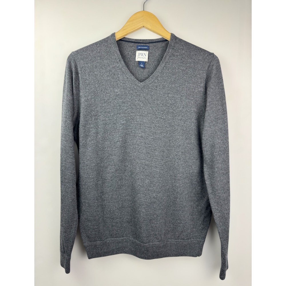 John W. Nordstrom Men's V-Neck Italian Merino Wool Sweater Charcoal Gray Size‎ L